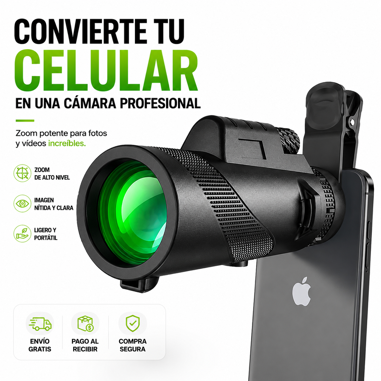 LENTE TELESCÓPICA HD + PAGO AL RECIBIR + OFERTA ESPECIAL SOLO HOY 🔥