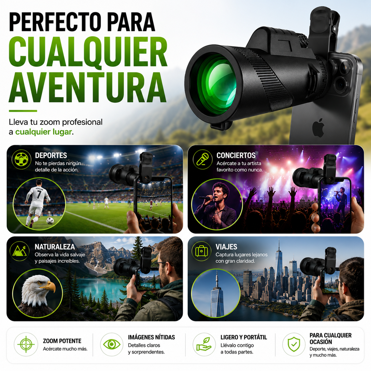 LENTE TELESCÓPICA HD + PAGO AL RECIBIR + OFERTA ESPECIAL SOLO HOY 🔥