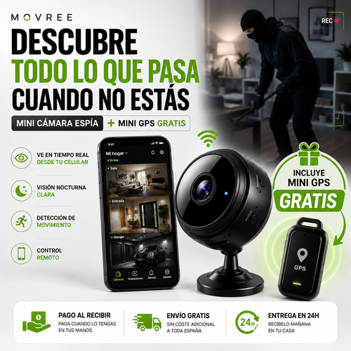 MINI CÁMARA ESPÍA + MINI GPS DE REGALO + ENVÍO GRATIS + PAGO AL RECIBIR 🔥
