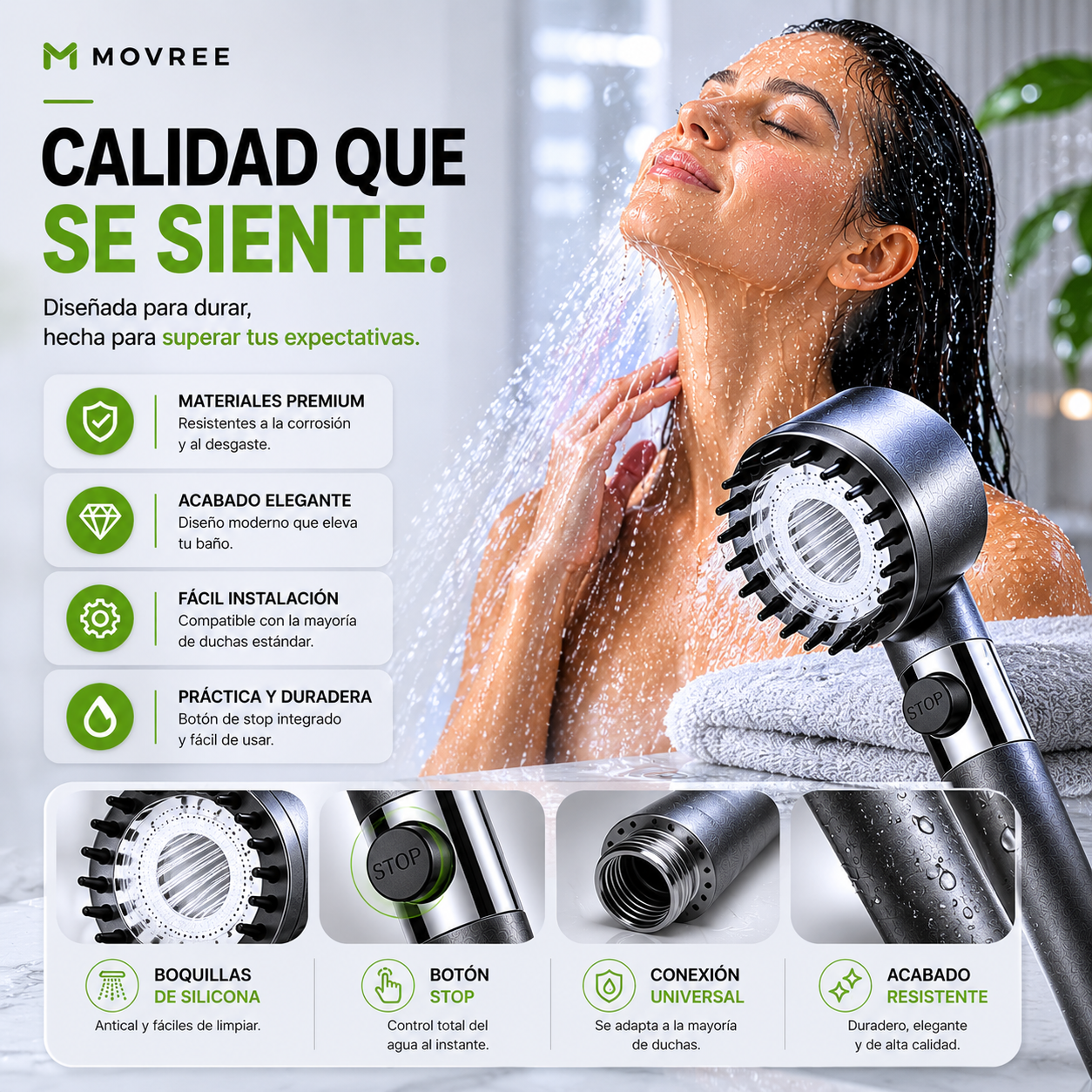 DUCHA DE ALTA PRESIÓN + KIT DE 3 FILTROS DE REGALO + ENVÍO GRATIS + PAGO AL RECIBIR 🔥